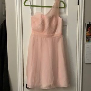 David’s Bridal Baby Pink One-Shoulder Dress